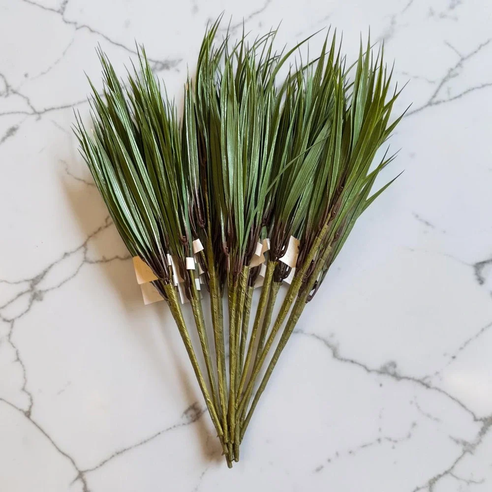 Artificial Green Grass Blade Stems Greenery Indoor Home Decor 8 Bundles 19